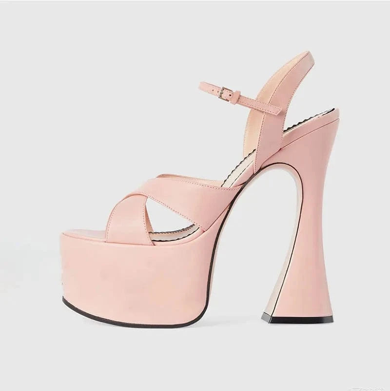 Custom Large Size 34-43 Party Fashion Women Snake Print Ankle Strap High Heel Chunky Heel Fish Mouth Sandals