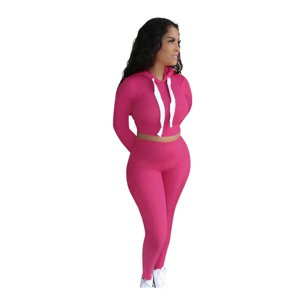 Custom Logo 2 Piece Set Women Hoodies Crop Tops Legging Jogging Pants Suits Streetwear Two Piece Pants Set Tracksuits