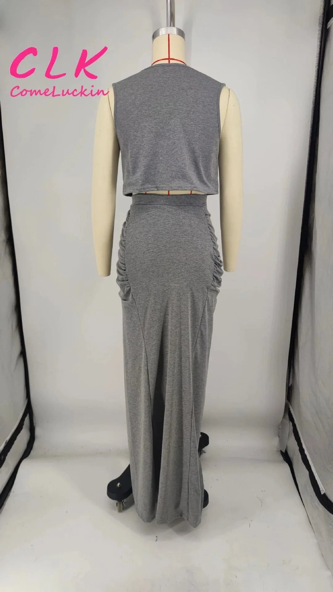 Custom Logo 2024 Sexy Crop Dress Set Sleeveless Tank Top Floor Length Maxi Skirt Cotton Soft Women'S Dress Two Piece Set