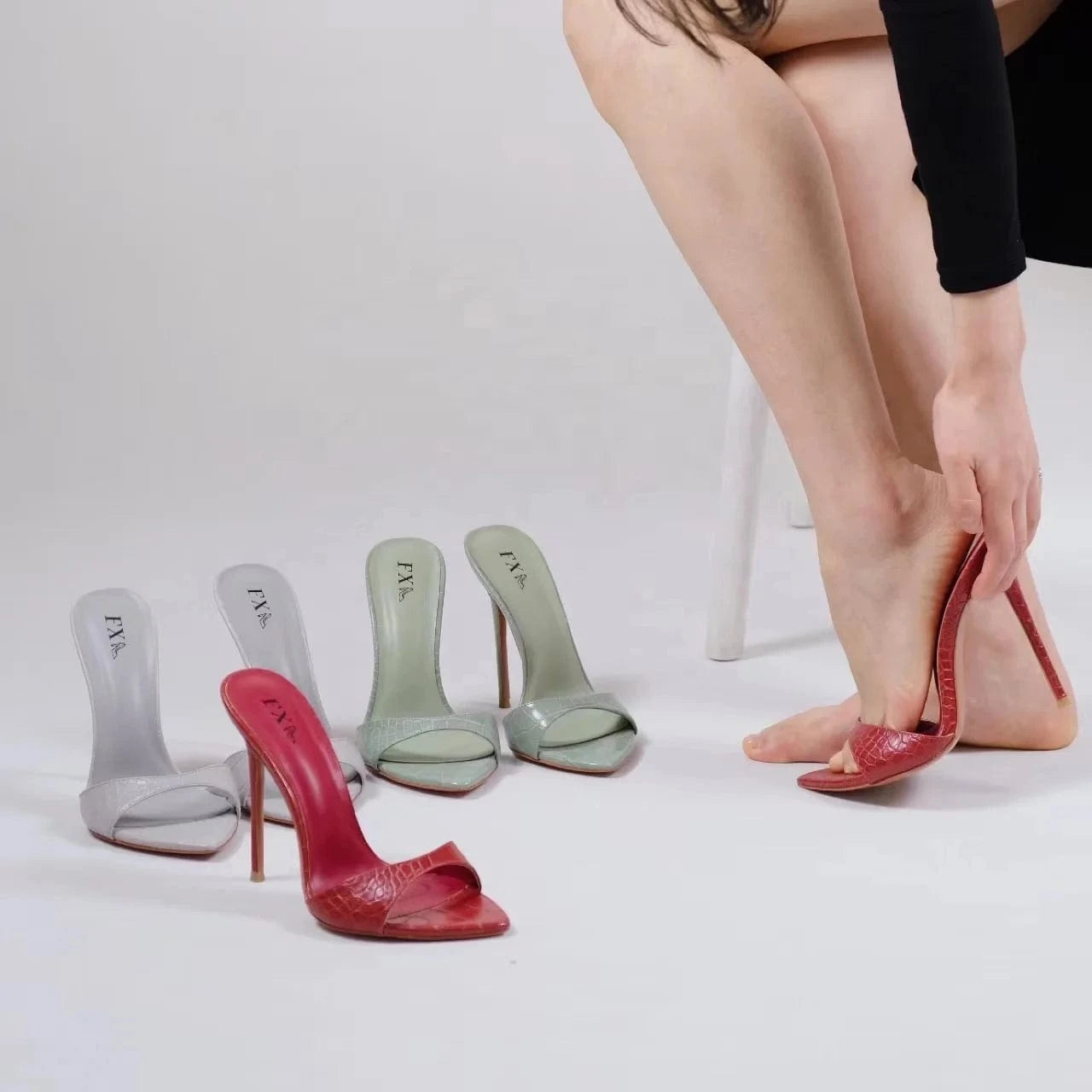 Custom logo  drop shipping denim lace up high heel sandal 2023 high quality women heels