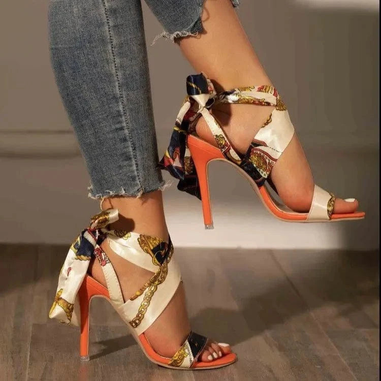 Custom LOGO Drop shipping Woman's Summer High Heel Sandals girl high heel slippers high heels for women