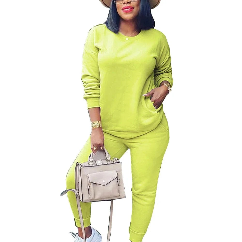 Custom Logo Ladies Blank Pullover Sweatshirt Sweatpants 2 Piece Set Fall Winter Clothes Tracksuit for Women