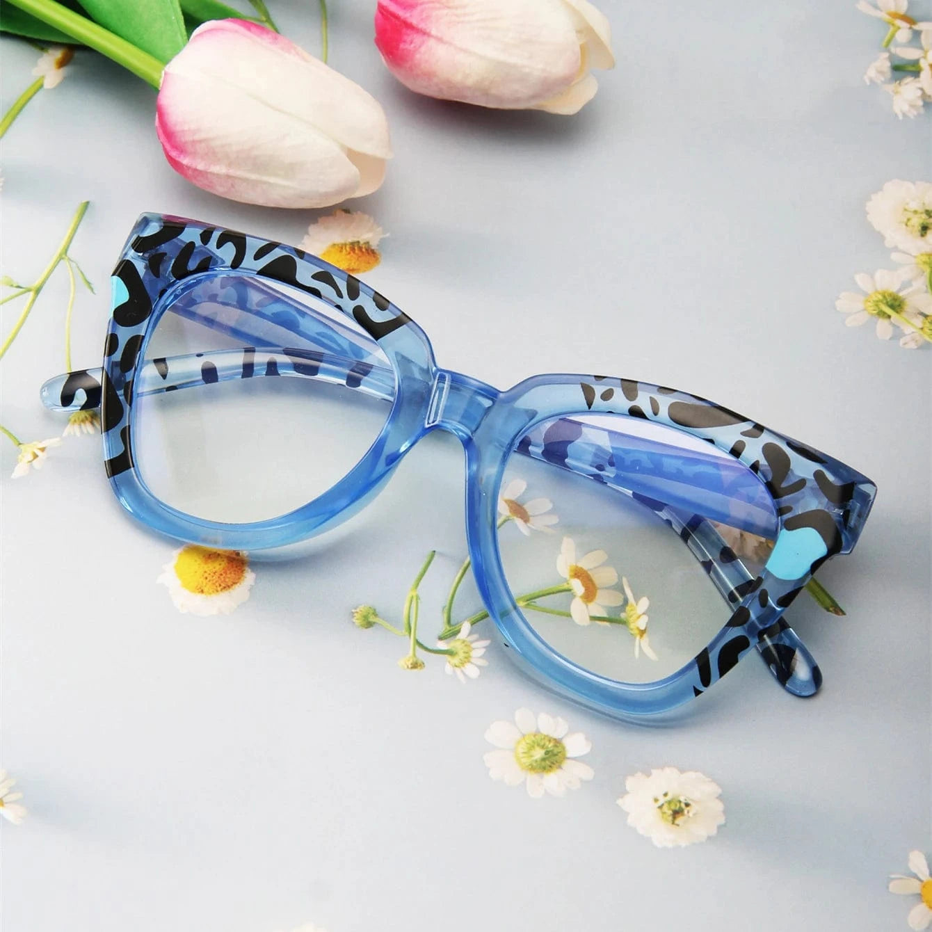Custom Logo Oversized Leopard Print Frame Reading Glasses Square Anti Blue Light Reading Glasses for Women 2024