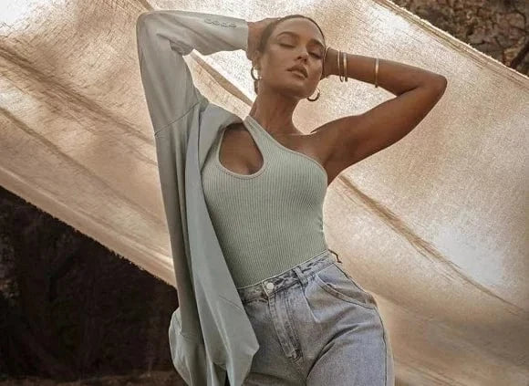 Custom Logo  rib stretched single shoulder romper bodycon outfit hollow out bodysuit for women