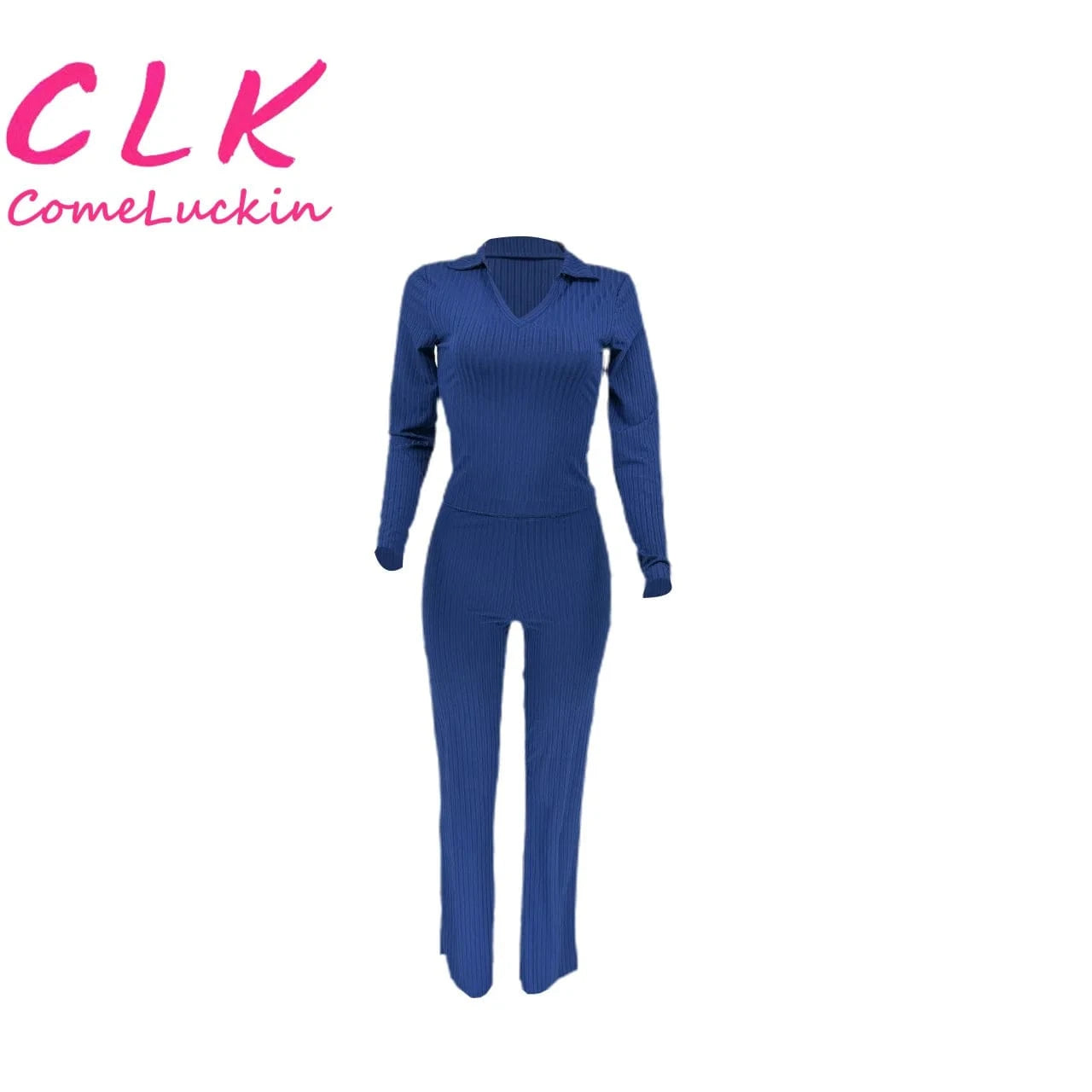 Custom Logo Ribbed 2 Two Piece Sets Tracksuit Women Matching Sets Spring Outfits 2024 Long Sleeve T Shirts And Pants Sets