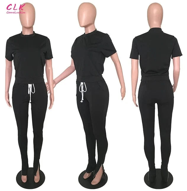 Custom Logo Short Sleeves Sweat Suits Fashion Women Joggers Suits Sets Polyester Feet Zip Training Jogging Wear For Women