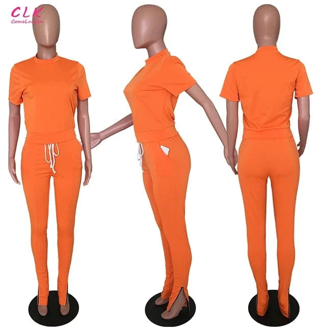 Custom Logo Short Sleeves Sweat Suits Fashion Women Joggers Suits Sets Polyester Feet Zip Training Jogging Wear For Women