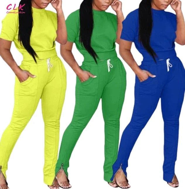 Custom Logo Short Sleeves Sweat Suits Fashion Women Joggers Suits Sets Polyester Feet Zip Training Jogging Wear For Women