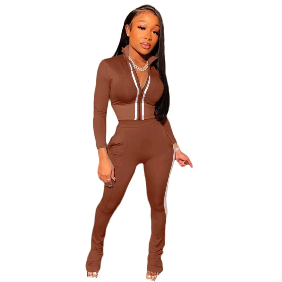 Custom LOGO spring 2023 Women Clothes Casual Jogging 2 Piece Set Long Sleeve Solid Sports Two Piece Pant Sets For Women Clothing