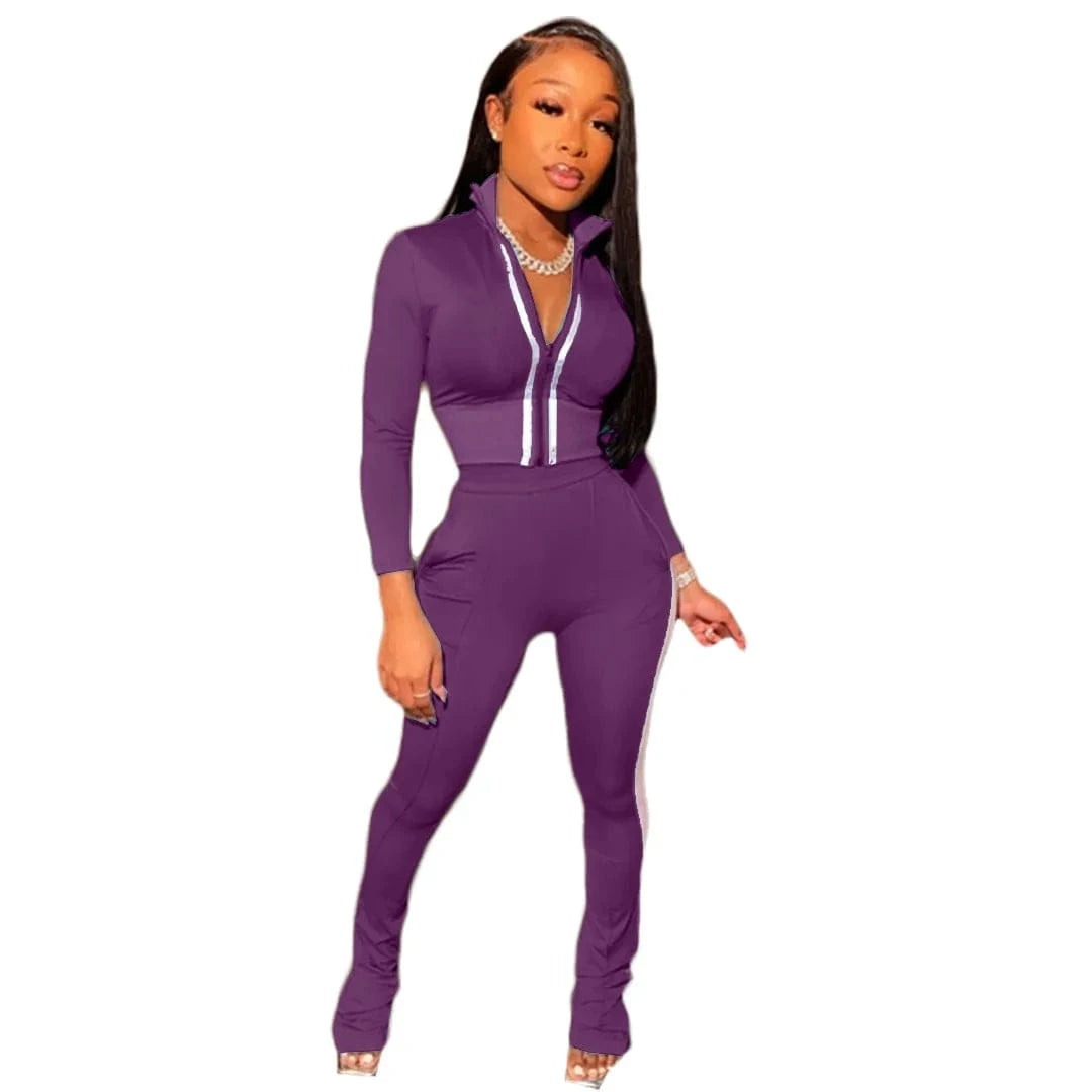 Custom LOGO spring 2023 Women Clothes Casual Jogging 2 Piece Set Long Sleeve Solid Sports Two Piece Pant Sets For Women Clothing