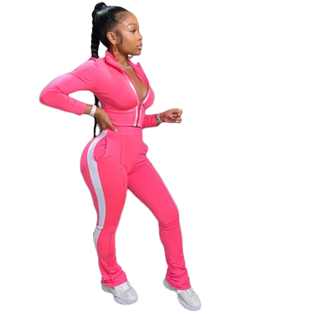 Custom LOGO spring 2023 Women Clothes Casual Jogging 2 Piece Set Long Sleeve Solid Sports Two Piece Pant Sets For Women Clothing