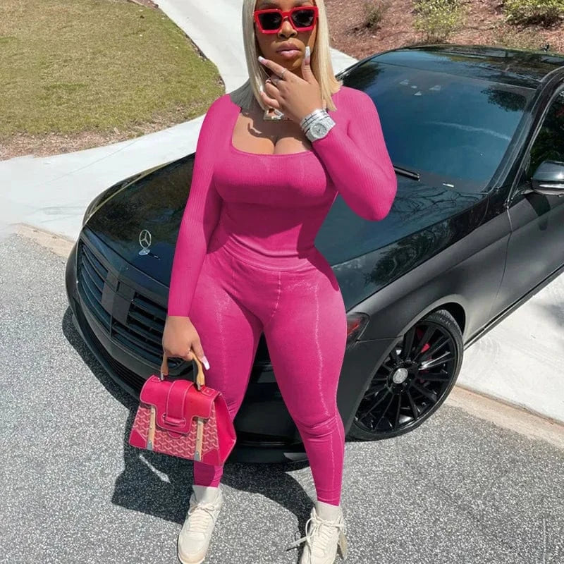 Custom Logo Wholesale Ribbed 2 Piece Knit Set Women Spring 2024 Full Woman Pants and Top Outfit Ladies Knitted Suit