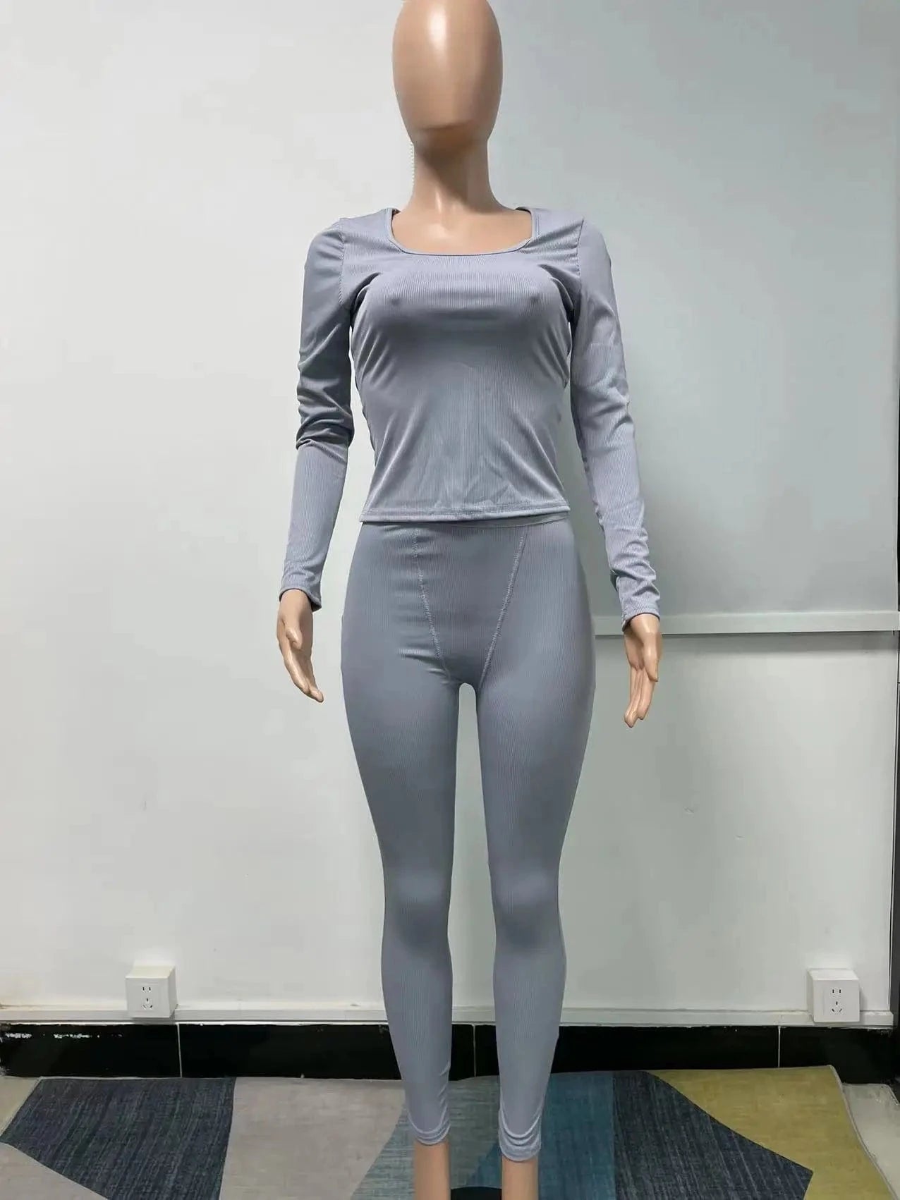 Custom Logo Wholesale Ribbed 2 Piece Knit Set Women Spring 2024 Full Woman Pants and Top Outfit Ladies Knitted Suit