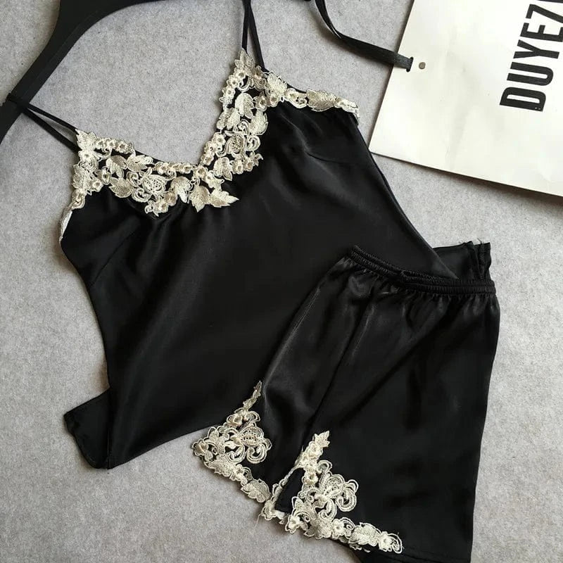 Custom Logos Silk Pajamas Ladies Night Two Pieces Sleep Wear Pyjamas 2 Piece Shorts Set Women Clothing 2024 Summer
