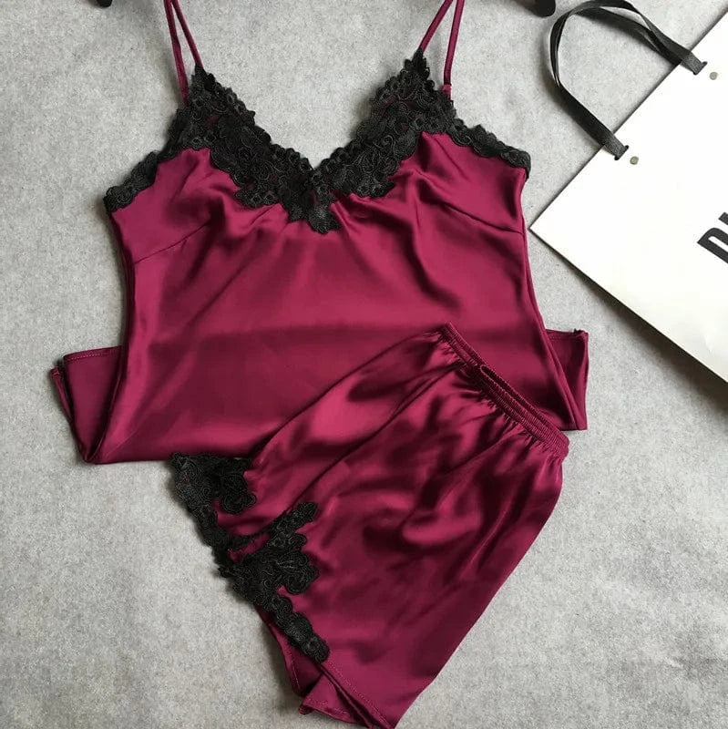 Custom Logos Silk Pajamas Ladies Night Two Pieces Sleep Wear Pyjamas 2 Piece Shorts Set Women Clothing 2024 Summer
