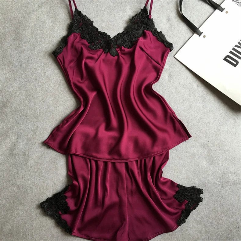 Custom Logos Silk Pajamas Ladies Night Two Pieces Sleep Wear Pyjamas 2 Piece Shorts Set Women Clothing 2024 Summer