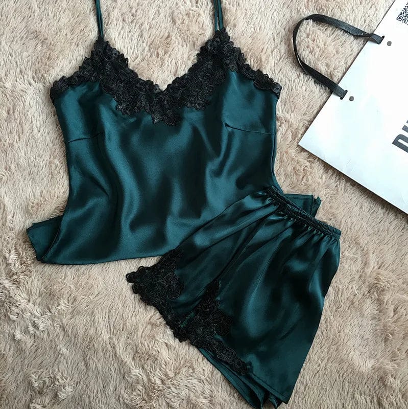 Custom Logos Silk Pajamas Ladies Night Two Pieces Sleep Wear Pyjamas 2 Piece Shorts Set Women Clothing 2024 Summer
