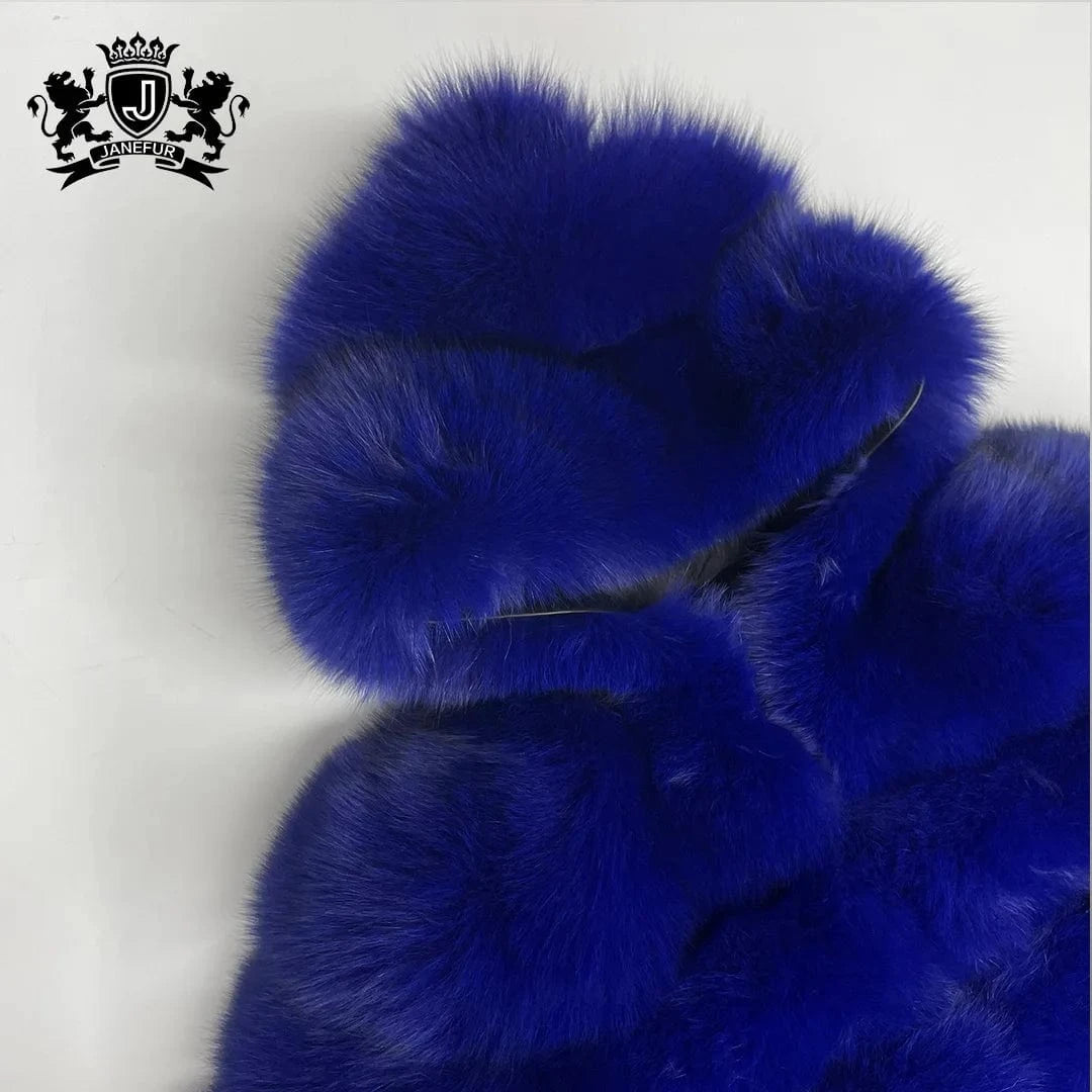 Custom Long Sleeves Fur Coat Fashion Women Fluffy Fur Jacket Winter Real Fox Fur Coat for Ladies