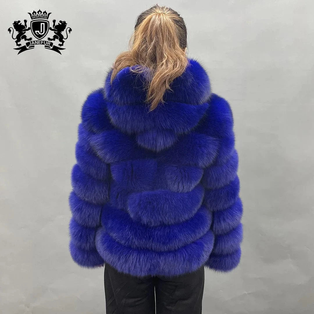 Custom Long Sleeves Fur Coat Fashion Women Fluffy Fur Jacket Winter Real Fox Fur Coat for Ladies
