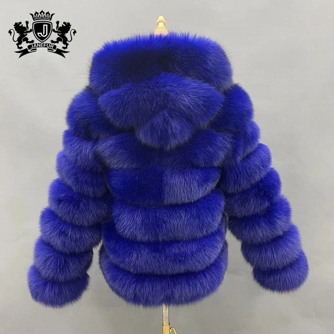 Custom Long Sleeves Fur Coat Fashion Women Fluffy Fur Jacket Winter Real Fox Fur Coat for Ladies