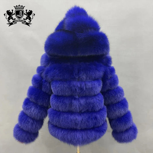 Custom Long Sleeves Fur Coat Fashion Women Fluffy Fur Jacket Winter Real Fox Fur Coat for Ladies