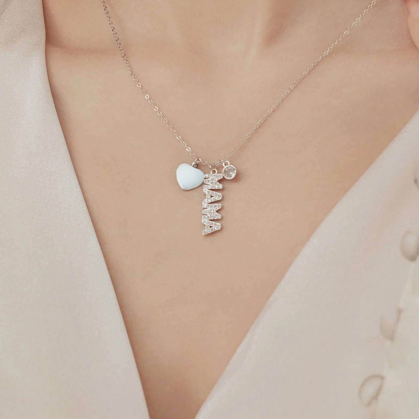 Custom Mama Necklaces With Stones Mother's Day Gift for Mom and Wife