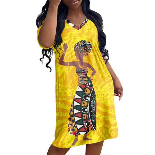 Custom Pattern Afro Black Girls Printed Dress