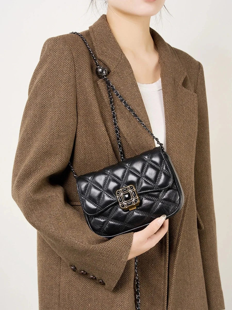 Custom Retro High Quality Genuine Leather Designer Luxury Shoulder Crossbody Messenger Bags Cross Body For Women Manufacturer