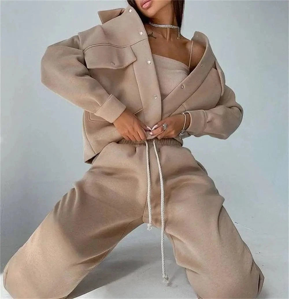 Custom Winter Clothes for Women Pocket Workout Jacket Jogging 2 Two Piece Pants Set Sweat suit Tracksuits Sweatsuit fitness Set