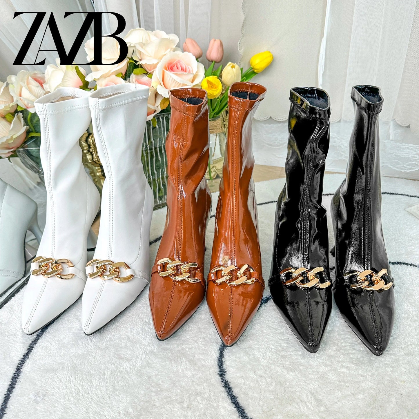 Custom women solid color Shoelace metal buckle designer shoes high heels leather boots women genuine leather leathers luxury