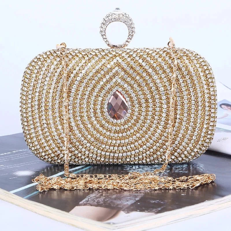 Customized colors Factory direct wholesale gorgeous crystal evening bag ladies rhinestone clutch bag PU fabric satin lining for woman party