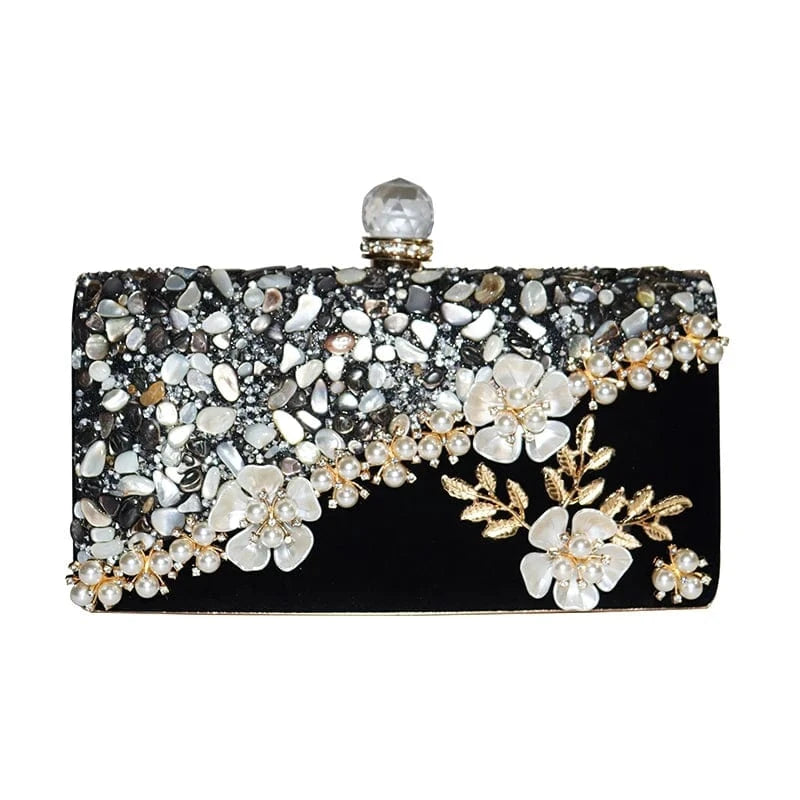 Customized colors Factory direct wholesale pretty floriation Velour wedding bag party prom ladies gem clutch bag with good quality