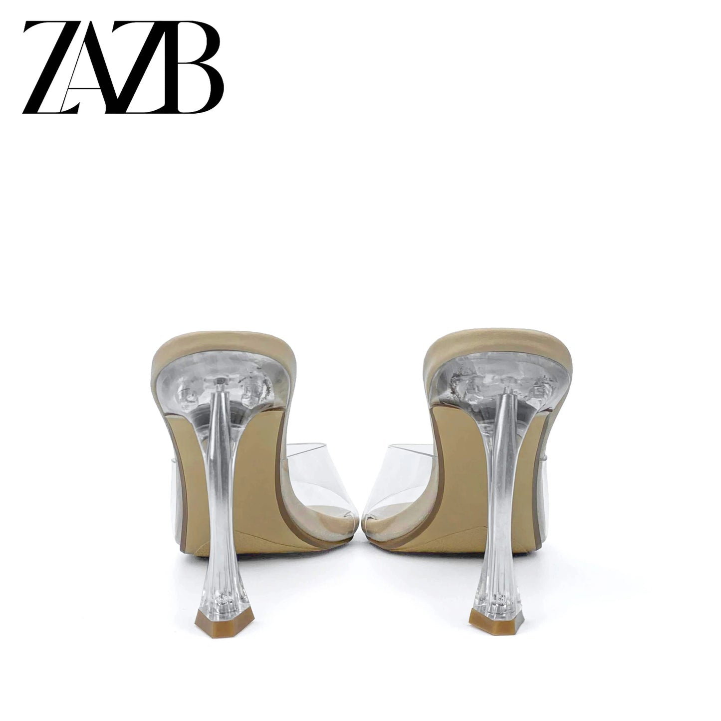 Customized Fashion and Exquisite Women's High Heels Transparent Belt High Heel Slippers Office High Heel Shoes