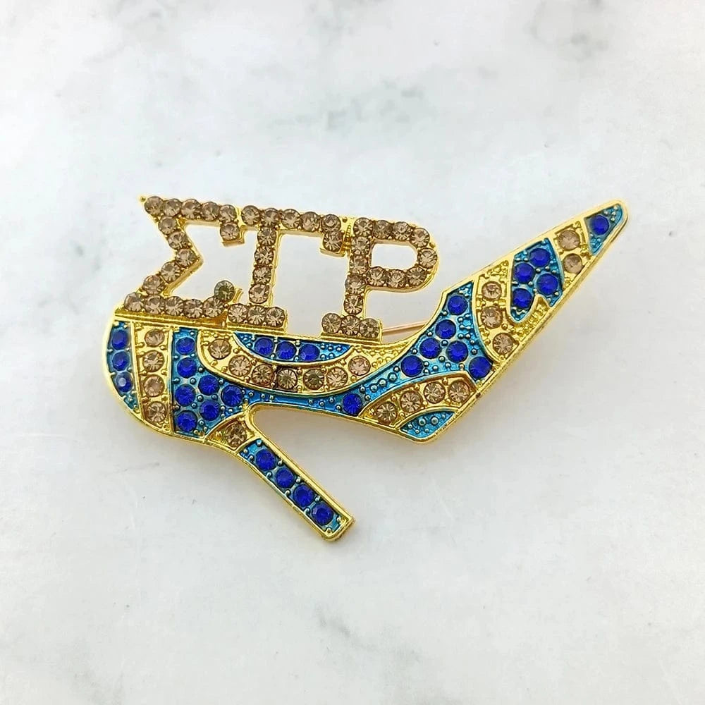 Customized Gamma Phi Delta brooches 1943 ZA Delta Alpha Sigma Gamma Rho Zeta Greek high heeled shoes Lapel Pins graduation gift