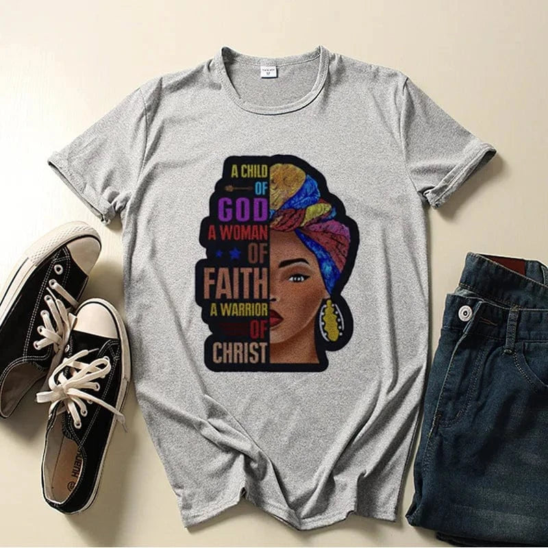 Customized / Gray African Black Girl Tee – Personalized Women's T-Shirt