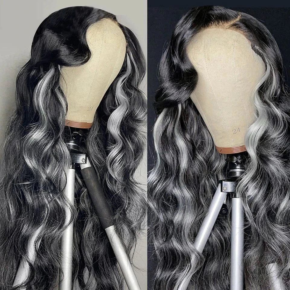 Customized Indian Virgin 10-36"Long Hair 13x4 and Full Lace Straight Wave Colored Human Hair Wig Grey Lace Front Wigs