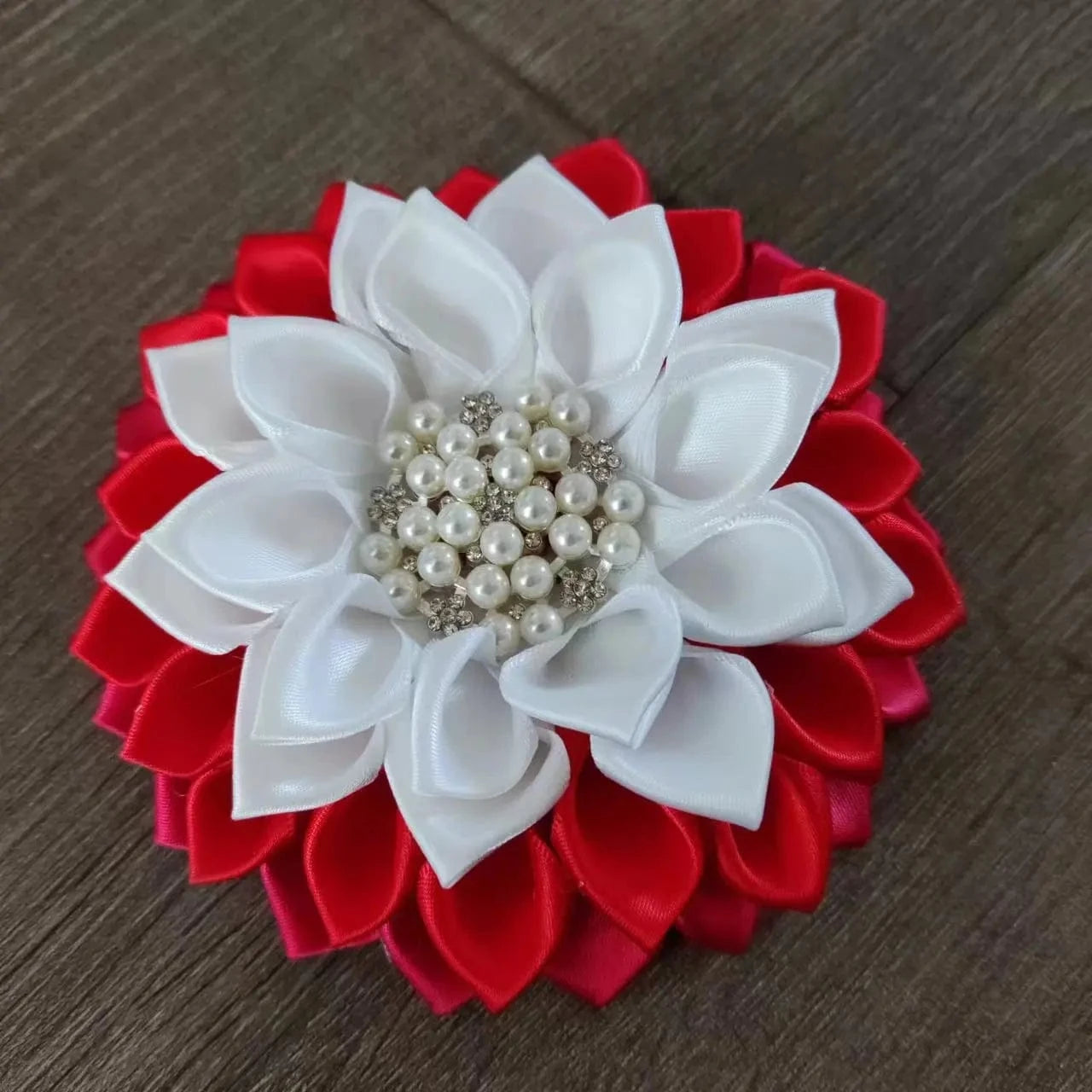 Customized Large Handmade Ribbon Delta Red White Pink Green Sigma Pearl Soror Sorority Saint Flower Brooches