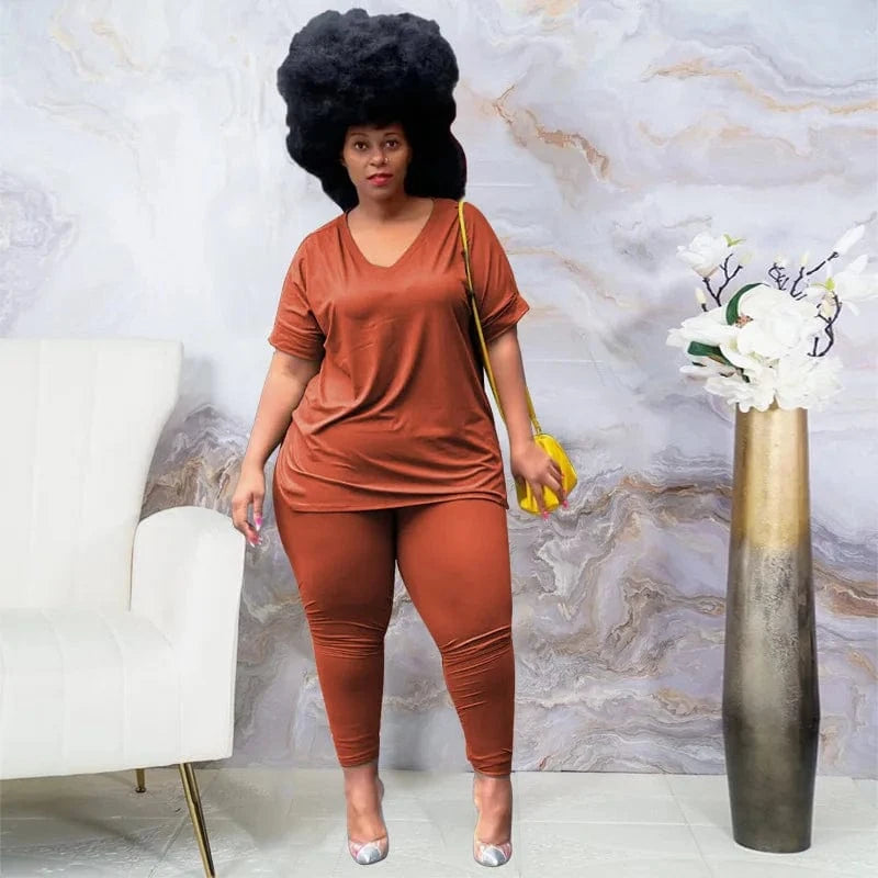 Customized / Orange Plus Size Two Piece Set Outfits Loungewear Sets Fall Oversized Loose Tshirts Legging Sweatpants Sweatsuits Tracksuit Women