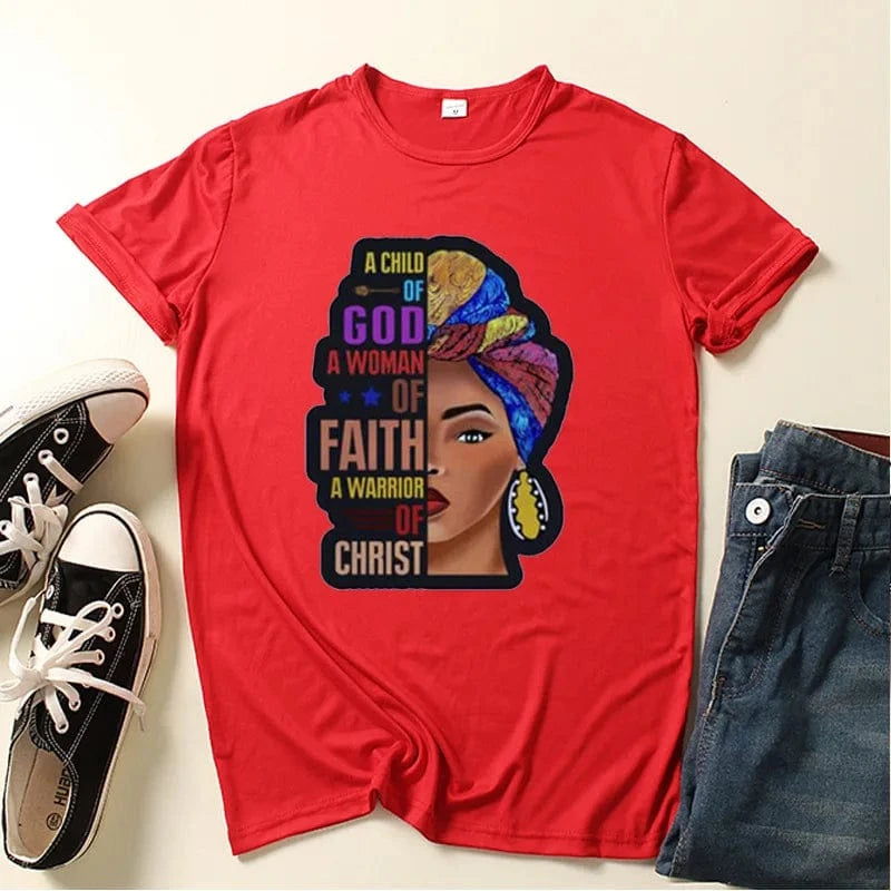 Customized / Red African Black Girl Tee – Personalized Women's T-Shirt
