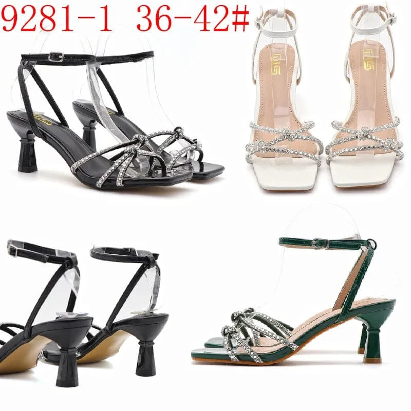 Customized Women's Stiletto Sandals Rhinestone Temperament Cross Strap High Heels shining fashion sandals