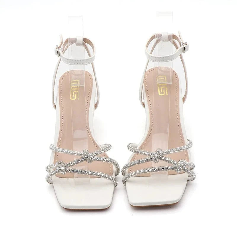 Customized Women's Stiletto Sandals Rhinestone Temperament Cross Strap High Heels shining fashion sandals