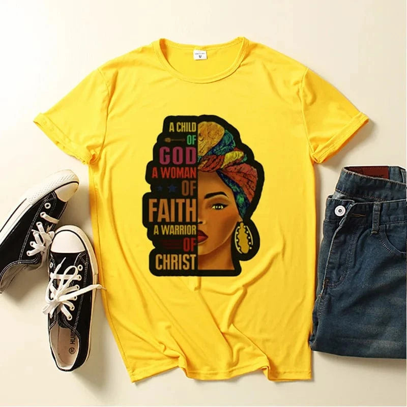 Customized / Yellow African Black Girl Tee – Personalized Women's T-Shirt
