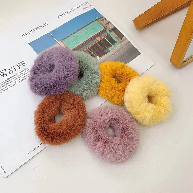 Cute Plush Rabbit Ear Hair Rope Lovely Ring Women Autumn Winter High Elastic Band Scrunchies Fur Hair Ties for Girls