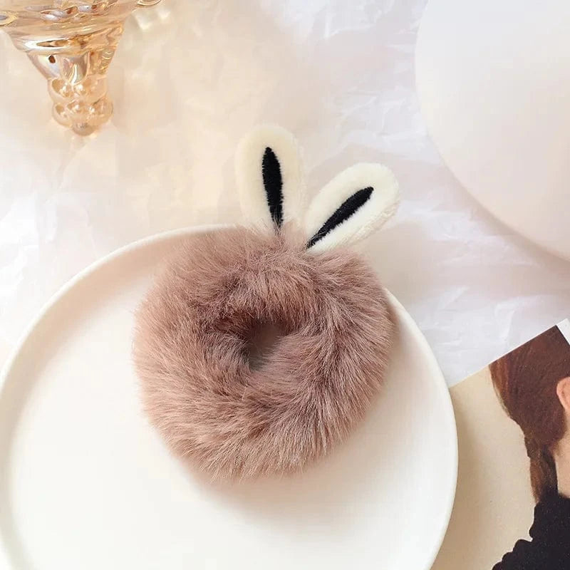 Cute Plush Rabbit Ear Hair Rope Lovely Ring Women Autumn Winter High Elastic Band Scrunchies Fur Hair Ties for Girls