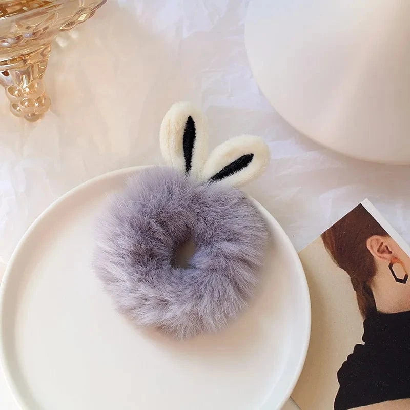 Cute Plush Rabbit Ear Hair Rope Lovely Ring Women Autumn Winter High Elastic Band Scrunchies Fur Hair Ties for Girls