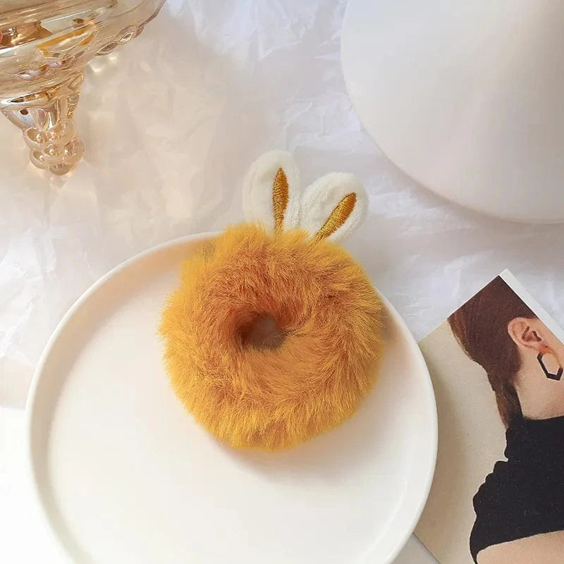 Cute Plush Rabbit Ear Hair Rope Lovely Ring Women Autumn Winter High Elastic Band Scrunchies Fur Hair Ties for Girls