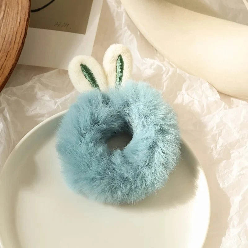 Cute Plush Rabbit Ear Hair Rope Lovely Ring Women Autumn Winter High Elastic Band Scrunchies Fur Hair Ties for Girls