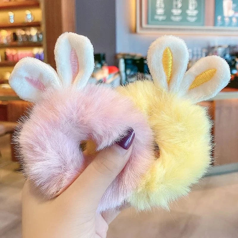 Cute Plush Rabbit Ear Hair Rope Lovely Ring Women Autumn Winter High Elastic Band Scrunchies Fur Hair Ties for Girls