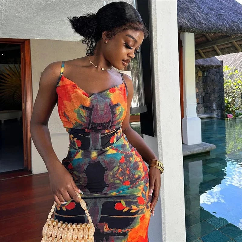 CUTENOVA 24DS010202 New 2024 Hip Summer Fashion Sexy Midi Dress Party Dresses Women Women Clothing