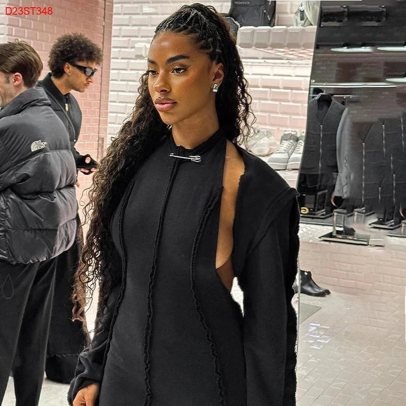 Cutenova D23ST348 2024 New Arrivals Chic Woolen Top And Dress Two Piece Set Women Skirt Set